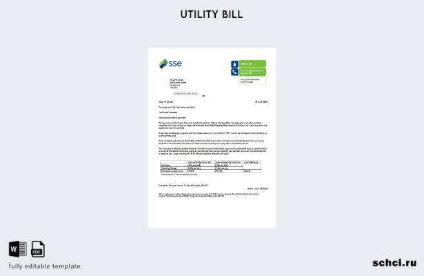 цифровая загрузка шаблона версии счета за коммунальные услуги SSE Energy Соедине